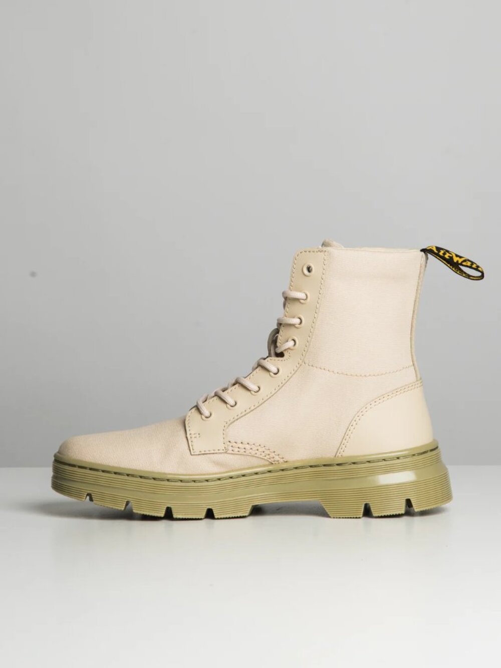 Dr. Martens Boots Sz 9 Womens Parchment Beige Combs Canvas Milled Coated Leather - Picture 14 of 15